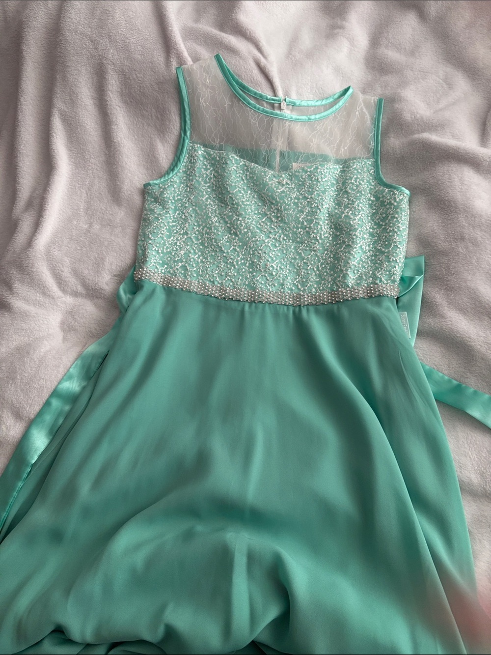 Girls Mint Green Sequin Chiffon Party Dress